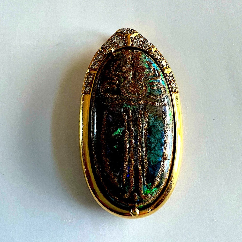 🔥OneOfAKind Wellendorf 18&24Karat Gold&DiamondsBlackOpalHandCarved.See Appraisal - Picture 2 of 14